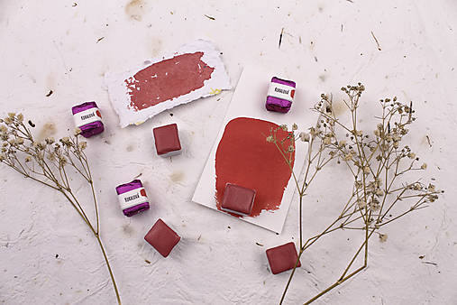 Materiál ručne robený - Pastelová akvarelová farba Koralová - 18179853_