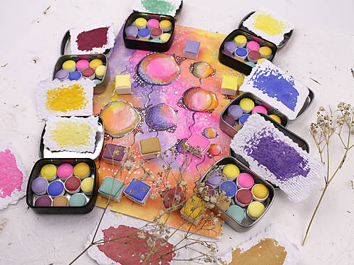 Materiál ručne robený - Akvarelová sada mini Pastelový sen 10ks - 18179927_