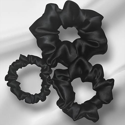 Hodvábna gumička do vlasov - pravý hodváb SilkByAG (Čierna stredná M)