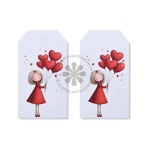 Obalový materiál - (7233) Menovka na darček Valentín, 40x70 mm - 10 ks - 18183142_