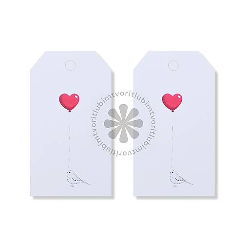 Obalový materiál - (7234) Menovka na darček Valentín, 40x70 mm - 10 ks - 18183153_