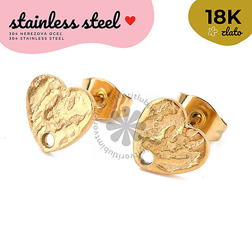Komponenty - (7239) Náušnicové puzetky srdce, 12x9 mm - 1 pár - 18183292_