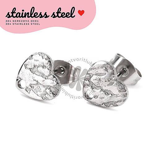 Komponenty - (7239) Náušnicové puzetky srdce, 12x9 mm - 1 pár - 18183296_