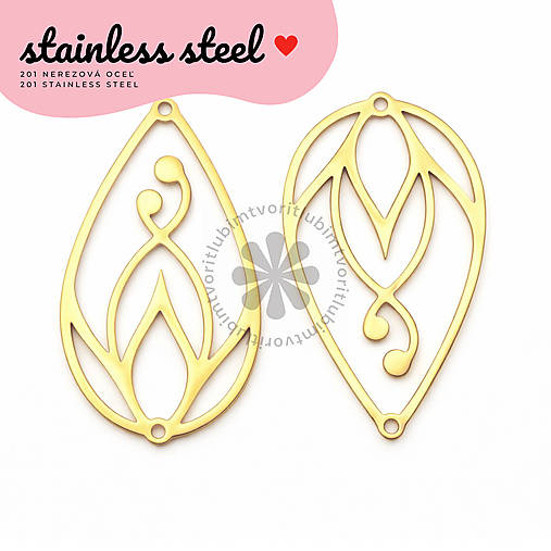 Komponenty - (7245) Filigrant Slza, 40x22 mm - 1 ks - 18183317_