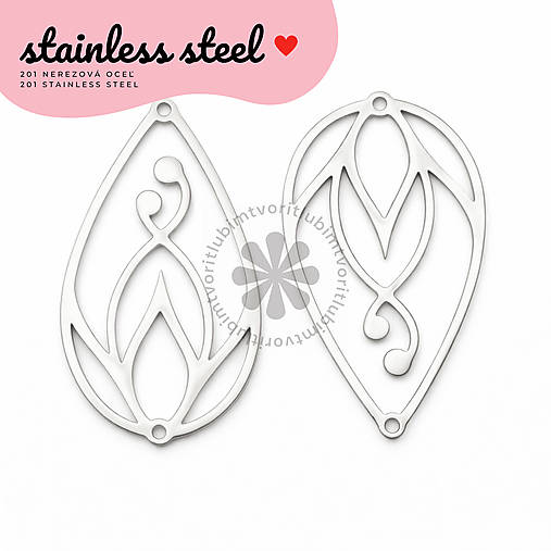 Komponenty - (7246) Filigrant Slza, 40x22 mm - 1 ks - 18183321_