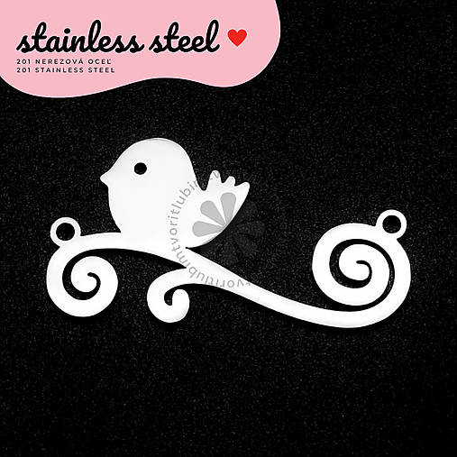 Komponenty - (7259) Spojovník Vtáčik, 16x30 mm - 1 ks - 18183356_