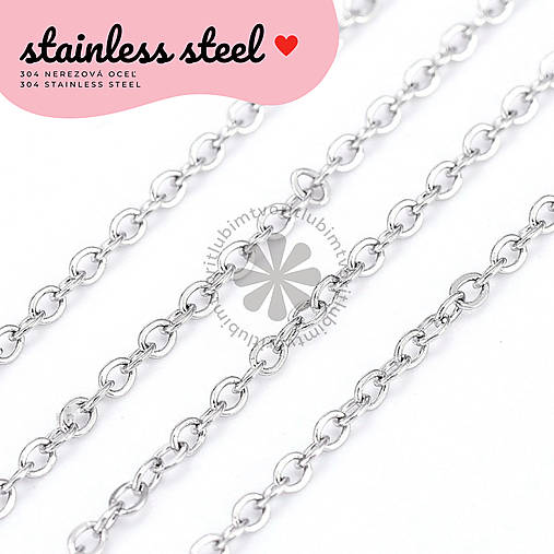 Komponenty - (1733) Retiazka z 304 nerezovej ocele - 1 meter - 18183367_