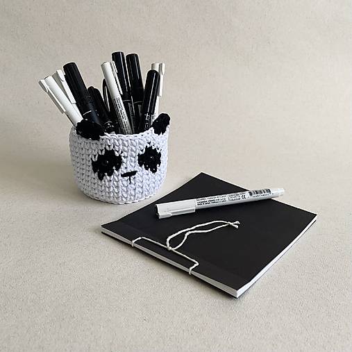 Úložné priestory & Organizácia - Košík s motívom pandy / priemer 10 cm - 18183131_