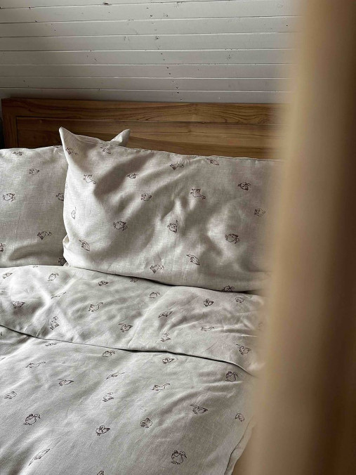 Úžitkový textil - Lněné povlečení ,,Huska" - 18182220_