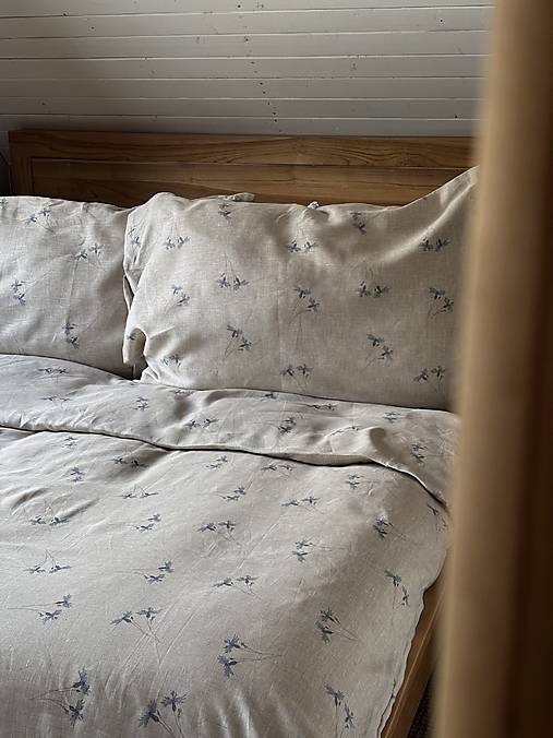 Úžitkový textil - Lněné povlečení ,,Chrpy" - 18182239_