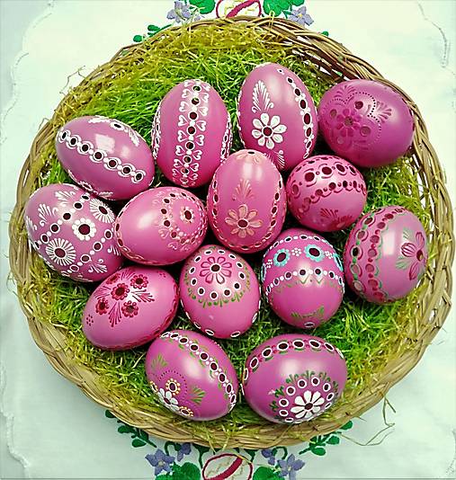Dekorácie - Kraslice slepačie vŕtané madeirové ružové - 18181917_