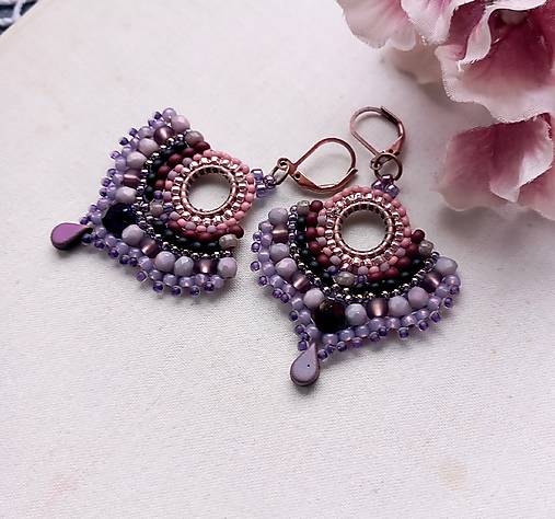 Náušnice - Vejár lila - 18183169_