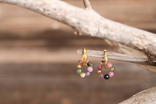 Náušnice kruhy turmalín