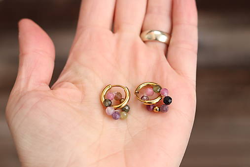 Náušnice kruhy turmalín