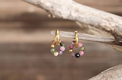 Náušnice kruhy turmalín