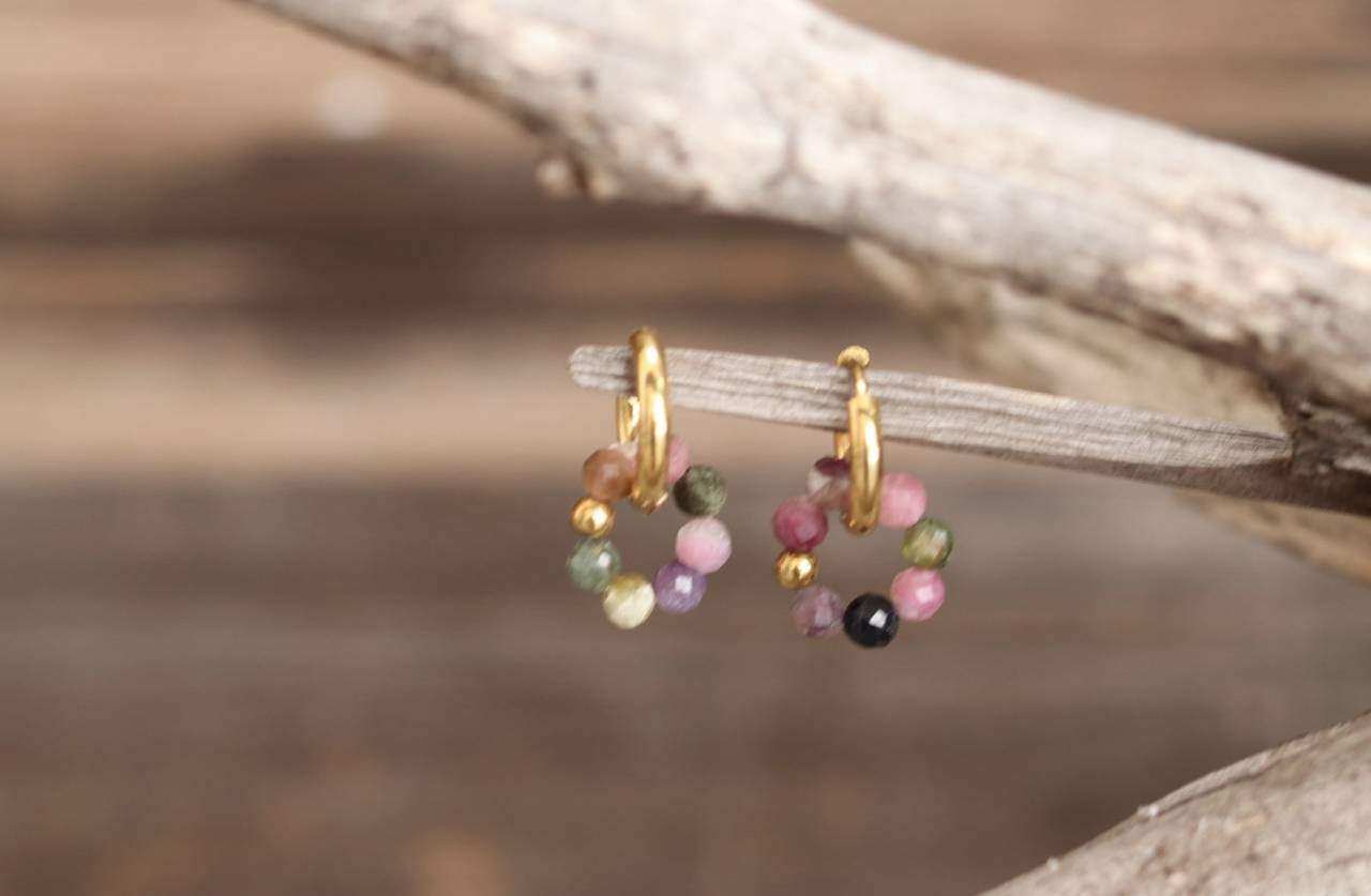 Náušnice kruhy turmalín