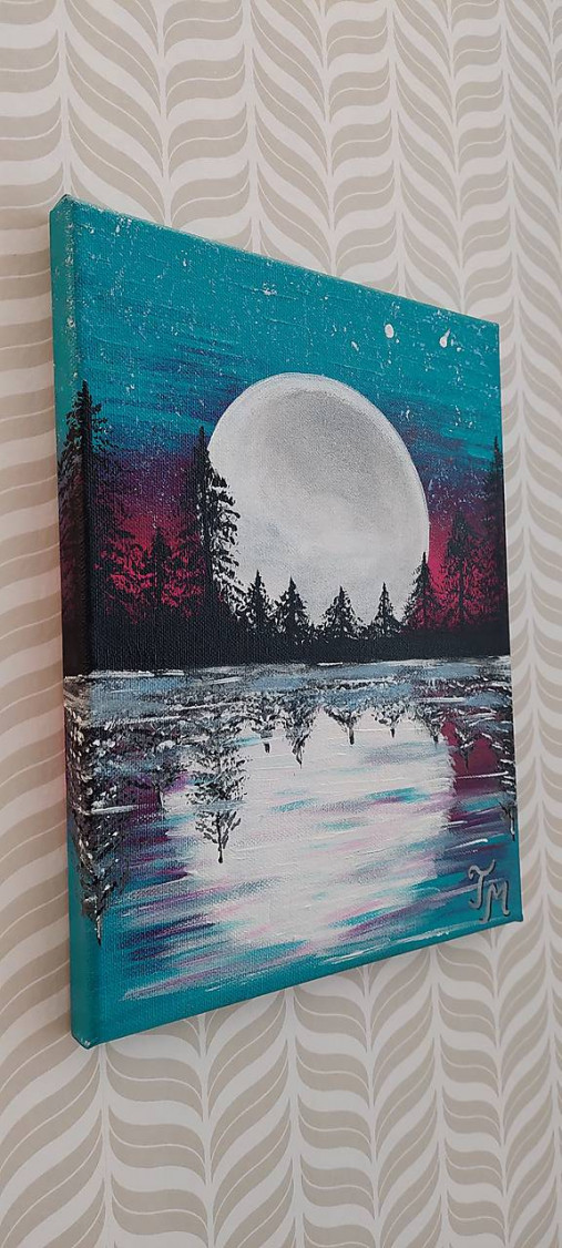 Obrazy - Keď mesiac zaspí nad jazerom 20 x 30 - 18185727_