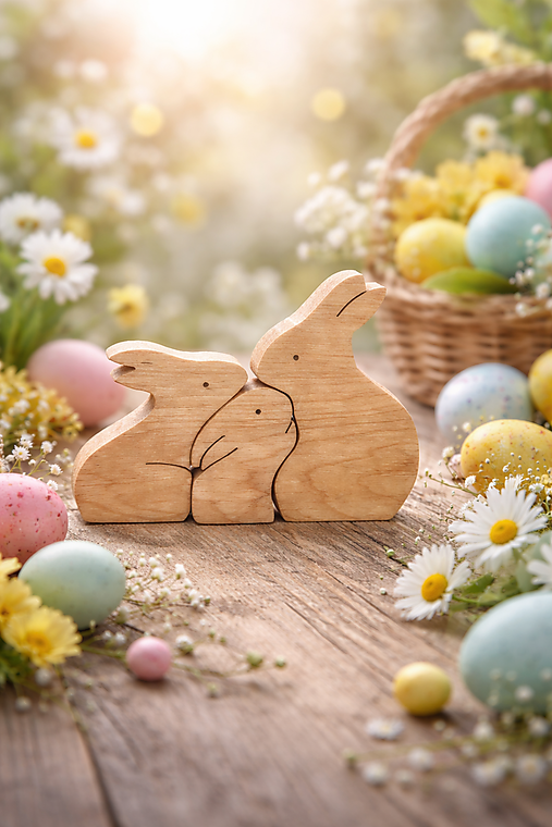 Dekorácie - Veľkonočná rodinka zajačikov 3 členná - 18185798_