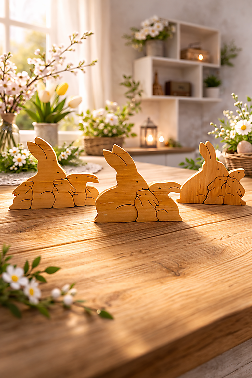 Dekorácie - Veľkonočná rodinka zajačikov - 18185834_