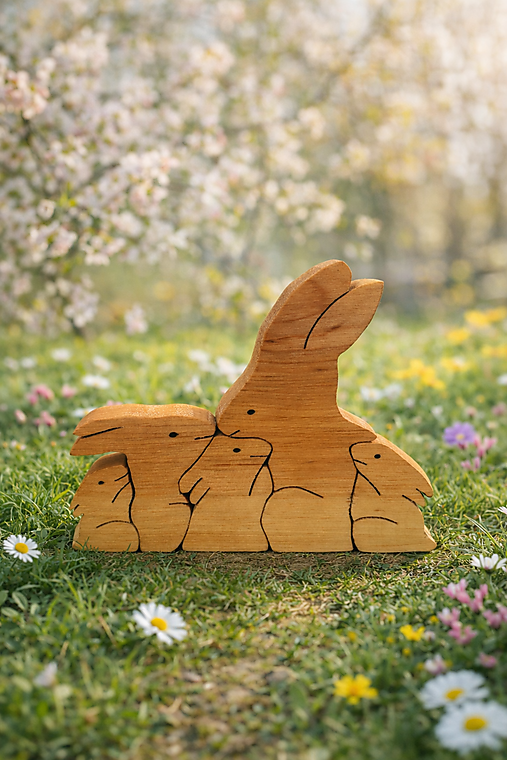 Dekorácie - Veľkonočná rodinka zajačikov 5 členná - 18185904_