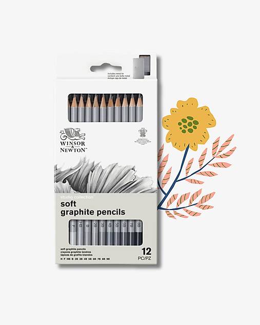 Winsor & Newton - Grafitové ceruzky Soft - sada 12 ks