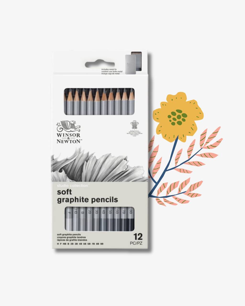 Winsor & Newton - Grafitové ceruzky Soft - sada 12 ks