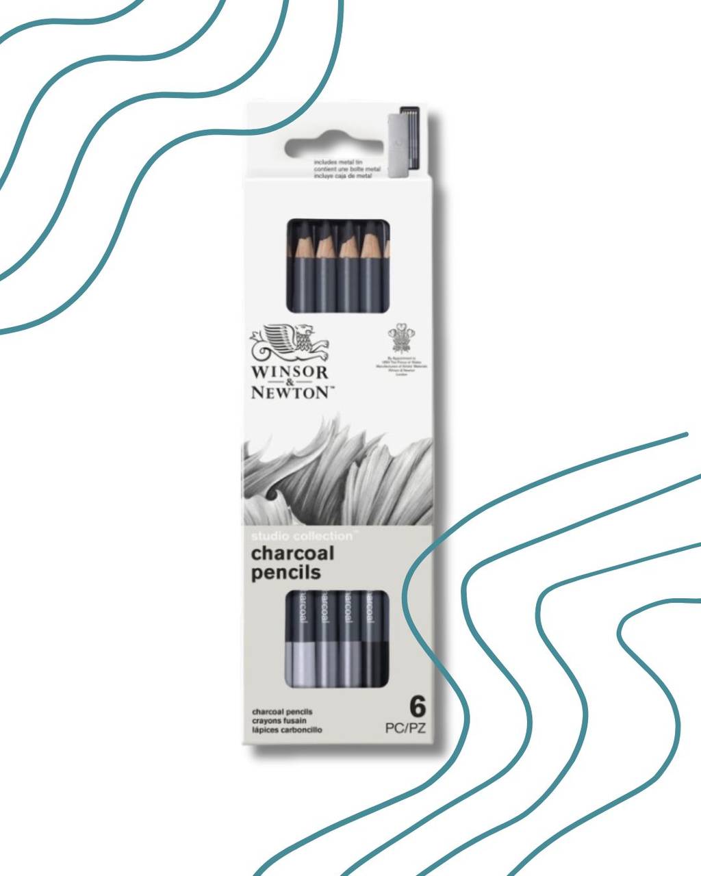 Winsor & Newton - Uhlík v ceruzke - sada 6 ks
