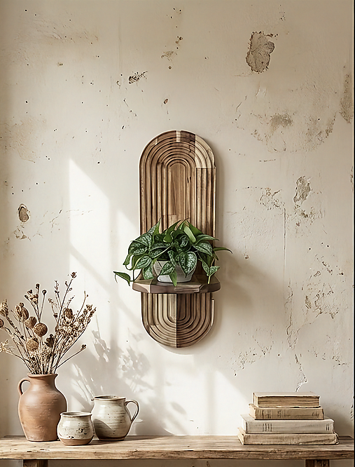 Nábytok - Dizajnová drevená polica na kvetináč z akáciového dreva – obojstranný stojan - 18184863_