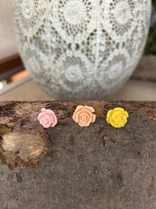 Prstene - detský prsteň (žltá, lososová , ružová) - 18186489_