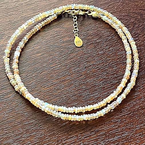 ZĽAVA 50%  Ethiopian Opal Rondelle Necklace AG925 Rose Gold Plated / Náhrdelník prírodný etiópsky opál E060