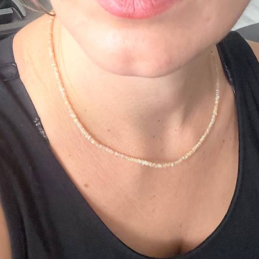 ZĽAVA 50%  Ethiopian Opal Rondelle Necklace AG925 Rose Gold Plated / Náhrdelník prírodný etiópsky opál E060