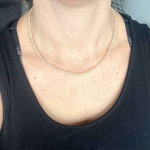 ZĽAVA 50%  Ethiopian Opal Rondelle Necklace AG925 Rose Gold Plated / Náhrdelník prírodný etiópsky opál E060