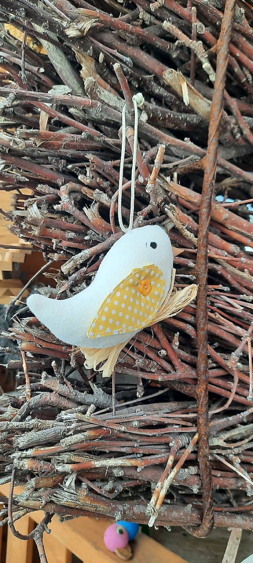 Dekorácie - Jarná dekorácia vtáčik (Žltá) - 18188931_