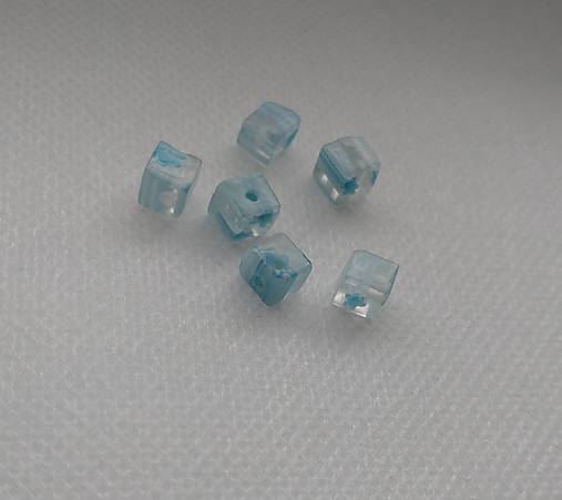 Korálky - Millefiori kocka 6mm (Modrá bledá) - 18188522_
