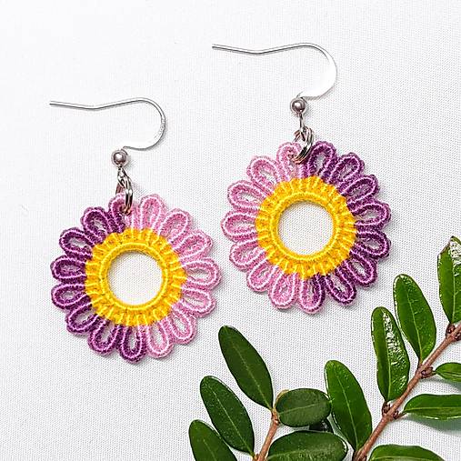 Náušnice - Makramé náušnice „Kvety slnka II“ - 18188731_