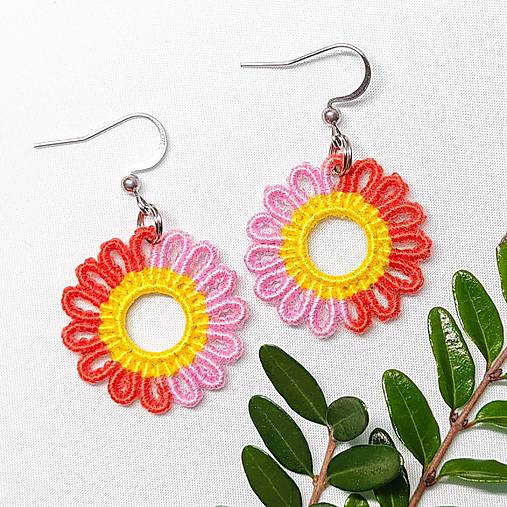 Náušnice - Makramé náušnice „Kvety slnka V“ - 18188766_