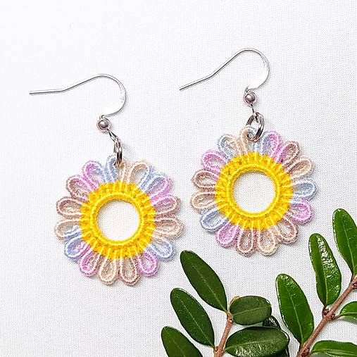 Náušnice - Makramé náušnice „Kvety slnka VII“ - 18188776_