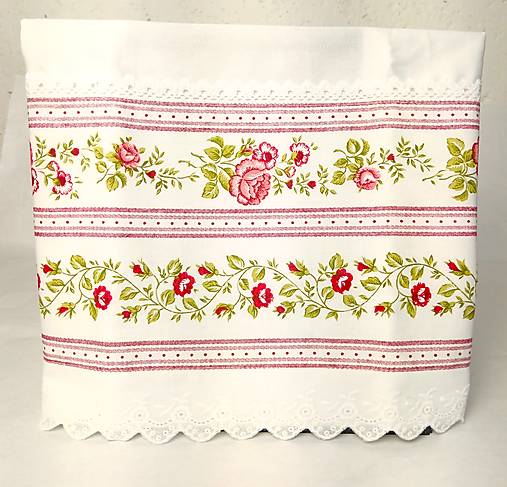 Luxusná bavlnená kuchynská utierka 45x70 cm – vidiecky vintage štýl, ruže, madeira, čipka, handmade Slovensko