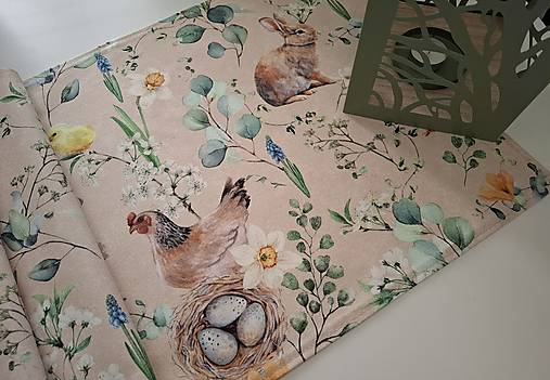Úžitkový textil - Stredový veľkonočný obrus s jarným motivom - 18189714_