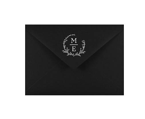 Papiernictvo - Obálka s bielou potlačou venček čierna 120g C6 - 18190487_