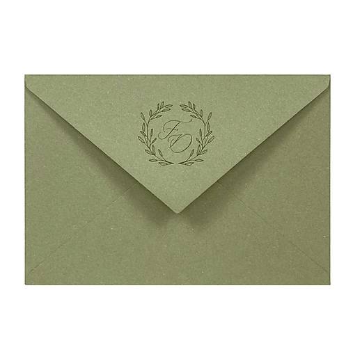Papiernictvo - Obálka s monogramom olivová 120g C6 - 18190505_