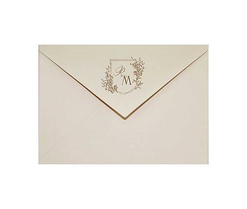 Papiernictvo - Obálka s kvetinovým monogramom krémová 115g C6 - 18190517_