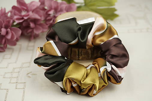 Ozdoby do vlasov - Saténová gumička do vlasov Golden Earth (KLASIK) - 18190826_