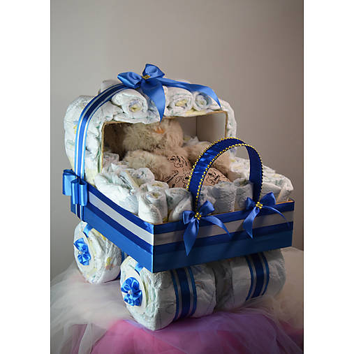 Plienková torta - KOČÍK - modrý