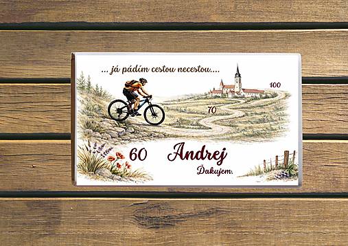 Sladkosti - Darčeky pre cyklistu na oslave 50. 60. 70. narodenín  s vlastným textom - 18189536_