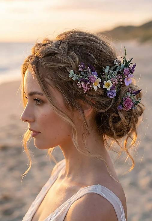 Kvetinové vlásenky "večer padá na lúku"