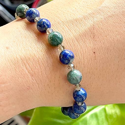 Men Elastic Lapis and Aagte Rosary / Pánsky ruženec achát, lazurit E069