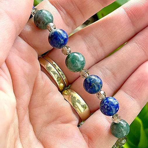 Men Elastic Lapis and Aagte Rosary / Pánsky ruženec achát, lazurit E069