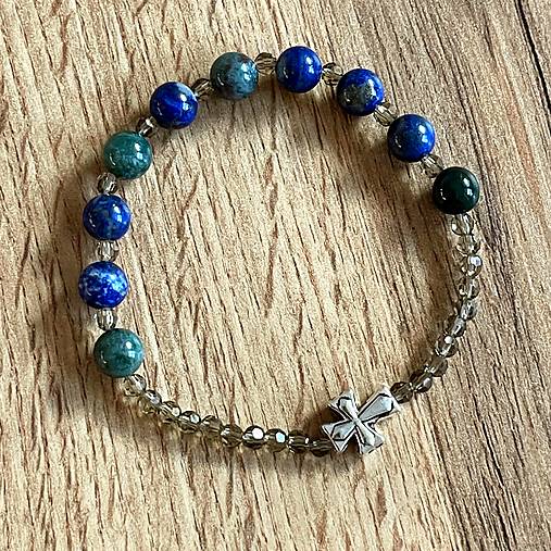 Men Elastic Lapis and Aagte Rosary / Pánsky ruženec achát, lazurit E069