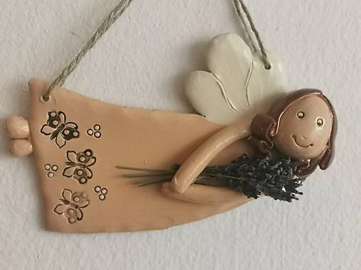 Dekorácie - Anjel s levanduľou - 18194225_